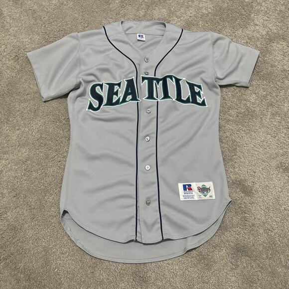 Vgt Russell Authentic Diamond Collection Seattle Mariners Grey Jersey 40 Medium - Picture 1 of 7